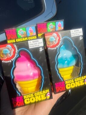 Bundle of 2 NeeDoh Nice Cream Cone. Blue & Pink. New